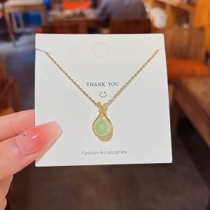 【Best Gift】White/Green/Red Jade Lucky Bag Pendant Necklace Fashion Niche Design Matching Necklace
