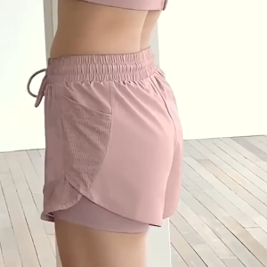 Woman yoga shorts T-shirt running sport shorts quick drying fitness breathable mesh side pocket