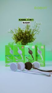 ROBOT Kabel Data 3-in-1 Retractable Fast Charging 3.5A Kabel Charger /Android RAS01 Series Original - Garansi 1 Tahun