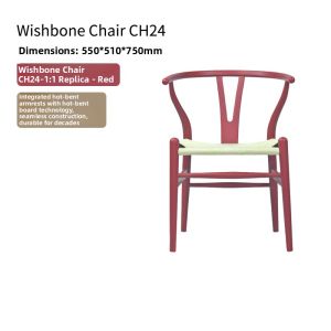 Nordic Style Solid Wood Wishbone Chair CH24 Casual Backrest Armrest Woven Y Chair Dining Room Furniture Leather Seat Cushion