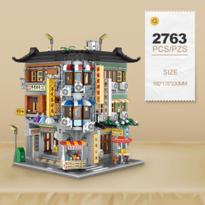City Hongkong Retro Street View Building Blocks Creative Corner Commercial Architecture Pharmacy Mini Bricks Construction Toys