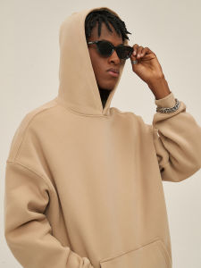 Thickened Fleece Hoodie Sweatshirt Mens Streetwear Loose Fit Hip Hop Style Autumn Winter Solid Color Dance Top Shirt