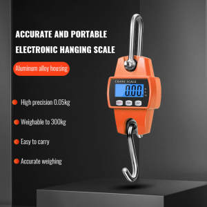 Portable Mini Crane Scale 300kg Heavy Duty LCD Digital Hanging Scale Portable AA Battery Hook Scale Electronic Weighting Luggage Suitcase Baggage Weight Travel Scale Measure Weight Tools