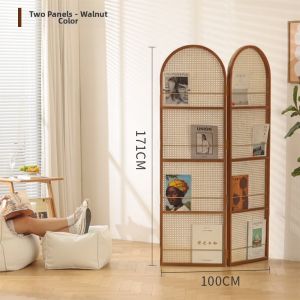 MU FENG ZHI NAN | Foldable Retro Movable Rattan Screen Storage Rack