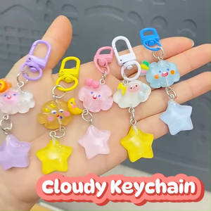 Yoibeauty - Cloudy Keychain Gantungan Kunci Awan Bintang Hiasan Tas Anak Karakter Kartun Lucu Gantungan HP