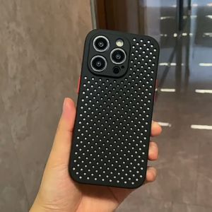 Cooling Breathable Hollowout Hole Soft Silicone Shockproof Phone Case For iPhone 17 16 15 14 13 12 11 Pro Max X XR XS Max 8 Plus 7 Plus + SE 2020 Heat Dissipate Mesh Phone Cover Simple Solid Color Casing Shell