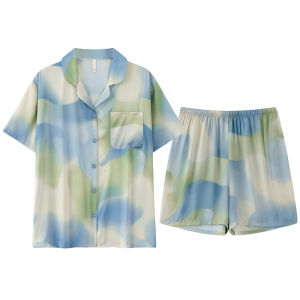 Miiow | Ice Silk Sleepwear Women Loose Summer Cool Feeling Short Sleeve Shorts Outdoor Wear Spring Autumn Home Clothes MiiOW Cat Person