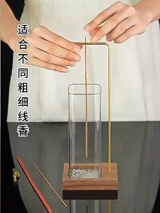 Joss Stick Holder Glass Removable Incense Holder Black Walnut Base Anti-Ash Flying Incense Burner Meditation Yoga Spa Incense Holder For Sticks