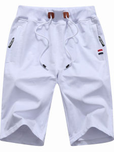 plus Size Knitted Casual Mens Solid Color Five-Quarter Pants Straight Leg Anti-Wrinkle Summer Fashion Sporty Style