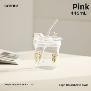 CAROTE | Attractive Womens Glass Coffee Cup with Lid and Large Capacity