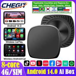CHEGIT Android14 Wireless CarPlay/Android Auto 5in1 CarPlay Ai Box 8-Core 8GB RAM+128GB ROM Plug and Play Stable Transmission