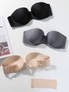 SHYLIE Magic Seamless Strapless Push Up Bra Self Adhesive Bra With Two Straps 2way Strap Non-slip Backless Bra
