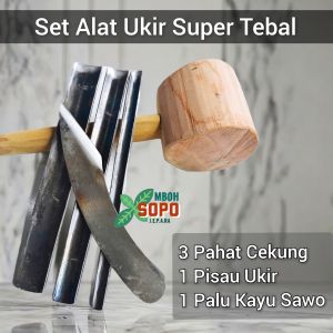 Set Alat Ukir Super Tebal Jepara Pahat Bonsai Super Tebal PLUS Pisau dan Palu