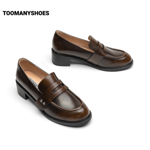 Toomanyshoes | Celebrities Pick Autumn Chestnut Academic Style Retro Little Leather Shoes
