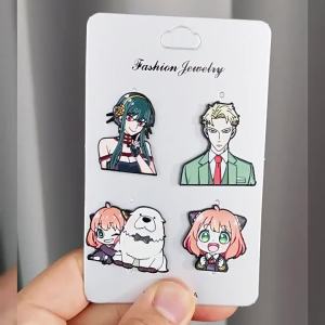 Potdemiel | SPY x FAMILY Enamel Pins 4Pcs Set Anya Loid Yor Bond Brooches Lapel Badges For Backpack Fans Gift