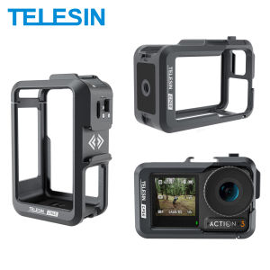 TELESIN Aluminium Alloy Frame Case For DJI ACTION 4 3 Metal Cage Quick Release Mount with Cold Shoe Full Protective Frame Case