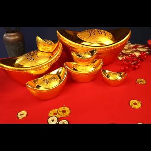 Koin Cina Hiasan Kue Parcel Imlek Hiasan Longevity Gold Coin Untuk Hiasan Yuan Bao Dekorasi Imlek