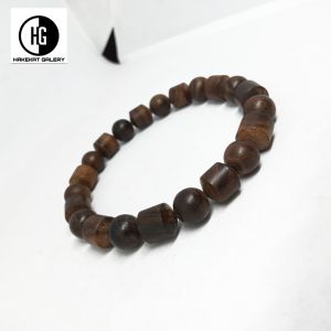 gelang kayu galih asem bulat kombinasi marjan h371