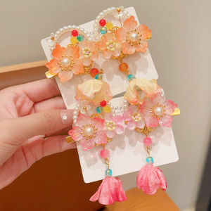 Childrens Glowing Flower Petal Tassel Hairpin Hanfu Girl Hair Accessories New Chinese Style Super Fairy Little Girl Headwear