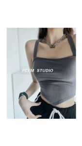 MI-P330 Tank Top Crop Segitiga Model Tali Belakang Silang Atasan Wanita / Tanktop Basic Knit Singlet Crop Cewek Import Korean Fashion