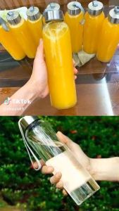 Bình Nước Thủy Tinh Chai Detox Có Dây Xách 500ml - Bình Nước Thủy Tinh Có Dây