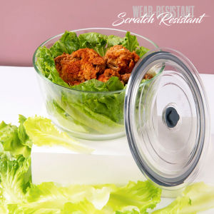 Round Press Type Vacuum Cover Food Container Borosilicate Glass Leak-Proof Heat Cold Resistant Airtight Storage