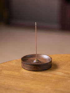 Simple Black Ebony Incense Holder Indoor Chinese Style Tea Ceremony Incense Burner Ash Catching Tray Wabi Sabi Aesthetics