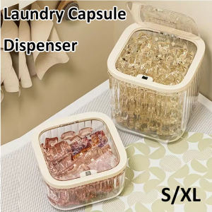 Clear Laundry Capsule Dispenser Odorless Plastic Storage Container for Detergent and Dryer Sheets Flip-top Organizer