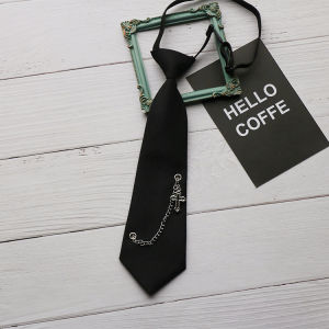 Original Chain Tie Female Ins Bean Bag Punch-Free Metal Chain Minimalist Fashion Black JK Preppy Style Pu Handsome Men