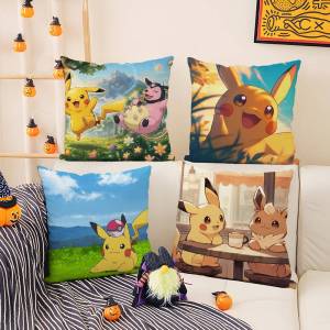 Bandai | Pokemon Squirtle Anime Plush Pillow Cover Soft Short Plush Cushion Cover For Sofa Bedroom Living Room Home Decor Gift