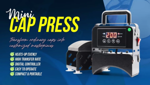 SaleZone - Mini Cap Heat Press - Black Metal Handheld Machine DIY Hat Printing