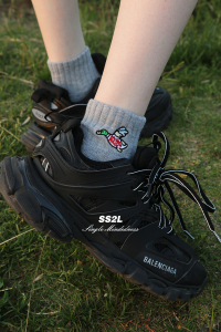 Spring Summer Cartoon Embroidered Sports Mid-Calf Short Socks for Men And Women Stylish Trendy Breathable Moisture Wicking