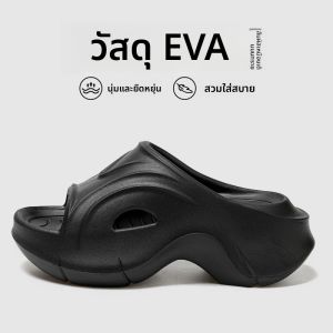 รองเท้าแตะส้นหนาสำหรับผู้หญิงในช่วงฤดูร้อน รองเท้าแตะชายหาดแบบลำลอง ส้นเตี้ย พื้น EVA ทรงหัวแหลม รองเท้าแฟชั่นส้นแบน