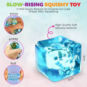 Slow Rising Squishy Toy Ice Cube Fidget Cube Stress Relief Soft Silicone Fidget Toy Slow Rebound Squeeze Sensory Decompression Toy Anti Stress Relaxing Toy For Kids Adults Office Desk Gift