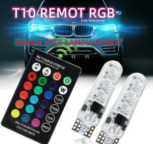 2PC LAMPU SENJA LED RGB T10 5050 SMD16 WARNA MOTOR DAN MOBIL REMOT
