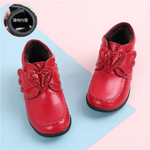 รองเท้าเด็กผู้หญิง Koyan ฤดูใบไม้ร่วง/ฤดูหนาว รองเท้าบู๊ตกันหนาวหนังแท้ หุ้มข้อสั้น ทรงหัวมน หัวเข็มขัด ยางกันลื่น รองเท้าเด็ก