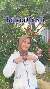 Belvia Cardigan Rajut Premium Kancing Motif Stripe Gelombang Lengan Panjang Wanita