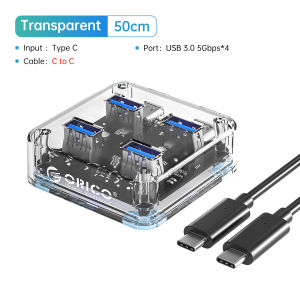 ORICO | ORICO Transparent Usb C Hub 4 Port Expansion With Power Supply Interface Usb 3.2 Protocol High Speed Transmission OTG Dapter