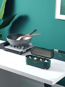 ☀️Life Core☀️ Kitchen Seasoning Storage Box Organizer with lid cover storage Seasoning Box Combination Set Household kitchen Salt And storage Box Sealed One-Piece Multi Grid Seasoning Jar