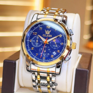 OLEVS Watch For Man 2026 Original Waterproof Stainless Steel Strap Casual Fashion Luminous Calendar Chronoqraph Jam Tanggan Lelaki