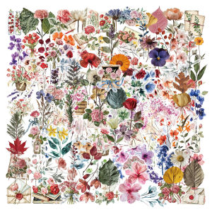 150pcs Transparent Floral Vintage Aesthetic Flower Stickers Suitable For Laptop Skateboard Water Bottle Notebook Etc.