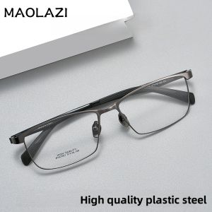 MAOLAZI Fashion Comfortable Glasses Retro Square Business Eyewear Luxury Optical Prescription Eyeglasses Frame Men Women BV61007S
