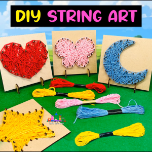 Vince Station Seni Benang DIY Tapak Kayu DIY Wooden Base String Art Kid DIY Activity Fun Project 绣线编织造型摆件