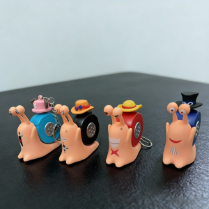 Bandai | Cute One Piece Den Mushi Recording Model Luffy Sabo Ace Chopper Pendant Snail Button Will Sound Record Speaker Toy Keychain