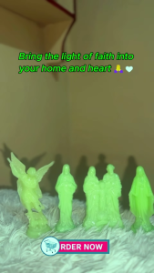 BUNDLE (1 Set) Glow in the Dark/Luminous Divine Figures Bundle – Jesus Mary Joseph & St. Michael Holy Statues For Car/Altar Decor/Gift (ALL FOUR)