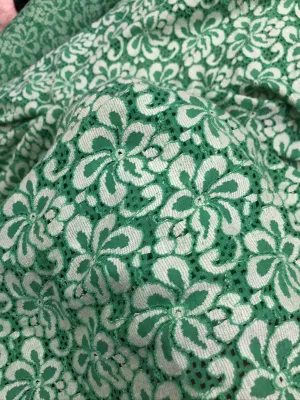 Vải Ren thun co giãn 2 chiều - hàng korea cao cấp Xanh mint - hoạ tiết hoa 35k/m Khổ 1m5🍀🍀