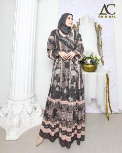 Gamis printing terbaru Adelia by AC premium set scraf