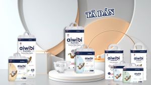 Combo 2 Tã/Bỉm Dán Cao Cấp Aiwibi Light Feather Hấp Thụ Tức Thời Khóa Độ Ẩm Gói Lớn S72/M62/L54/XL48