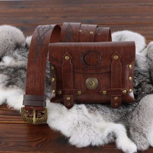 Retro Thời Trung Cổ Hiệp Sĩ Viking Eo Túi Đồng Xu Thiết Kế Thời Phục Hưng Dây Da Dành Cho Người Lớn Phụ Kiện Thời Trang