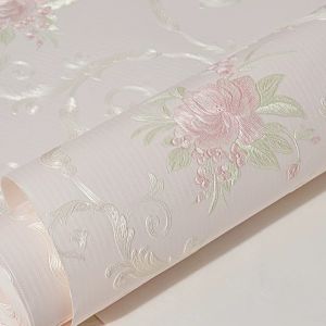 5/10M European Style 3D Floral Self-adhesive Back Adhesive Precision Pressed Large Floral Non-woven Wallpaper for Living Room